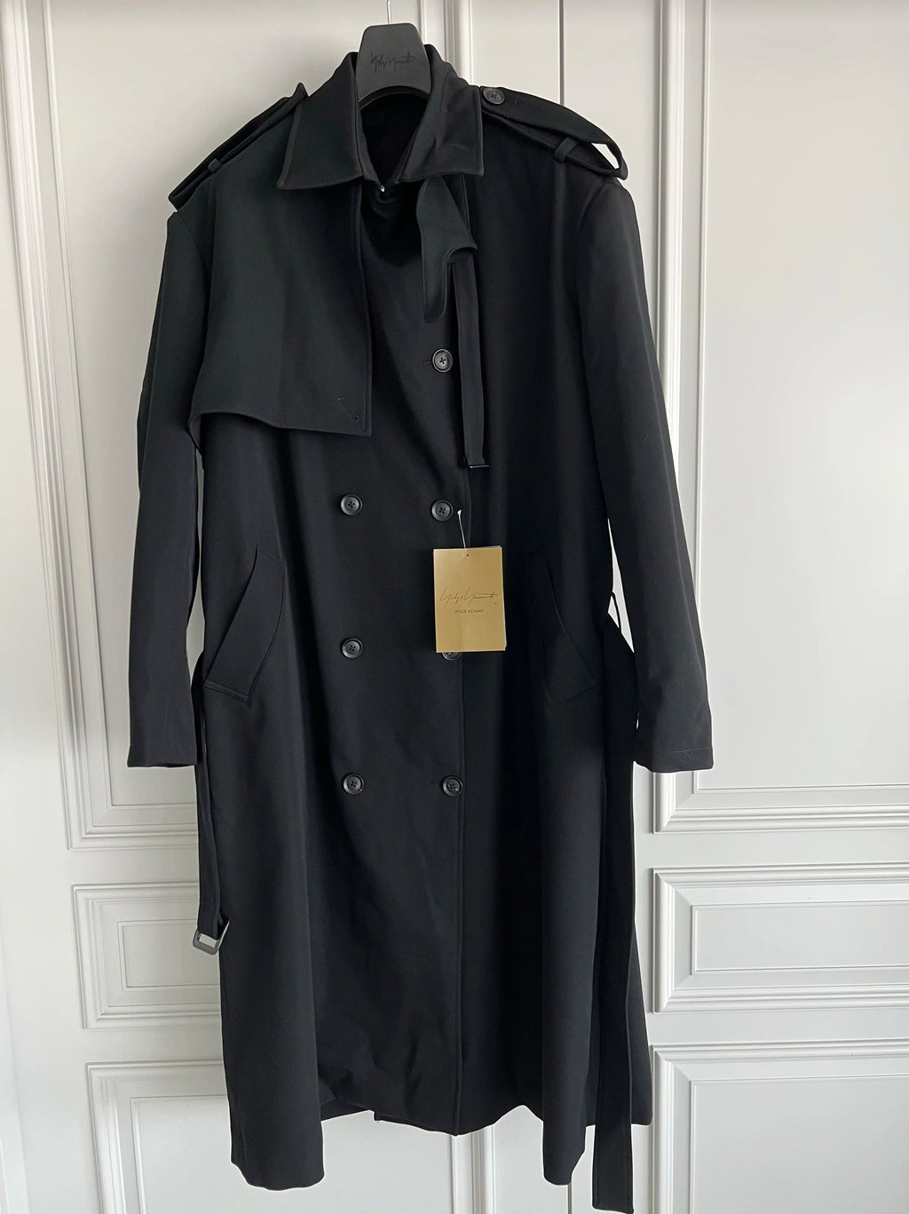 TOP-YAMAMOTO original design black wool coat