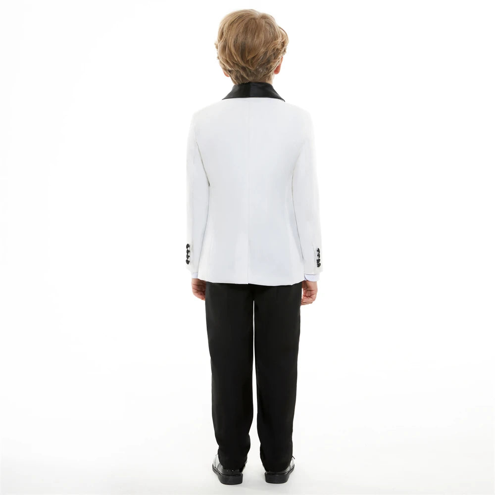 Stylish Slim Fit Boy's Suit Set 3 Pieces Tuxedo For Formal Occasion Blazer Vest And Pants Kids Outfit For Wedding Prom Fast Ship