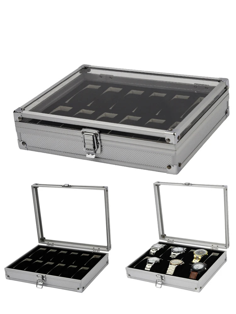 Girds Luxury Premium Quality Watch Box Aluminum Alloy Produc Pattern Storage Clock Box Collection Display Gift Boxes