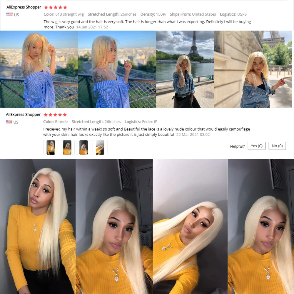 613 HD Lace Frontal Wig 13x4 13x6 360 Full Lace Transparent Honey Blonde Brazilian Straight Lace Front Human Hair Wigs for Women