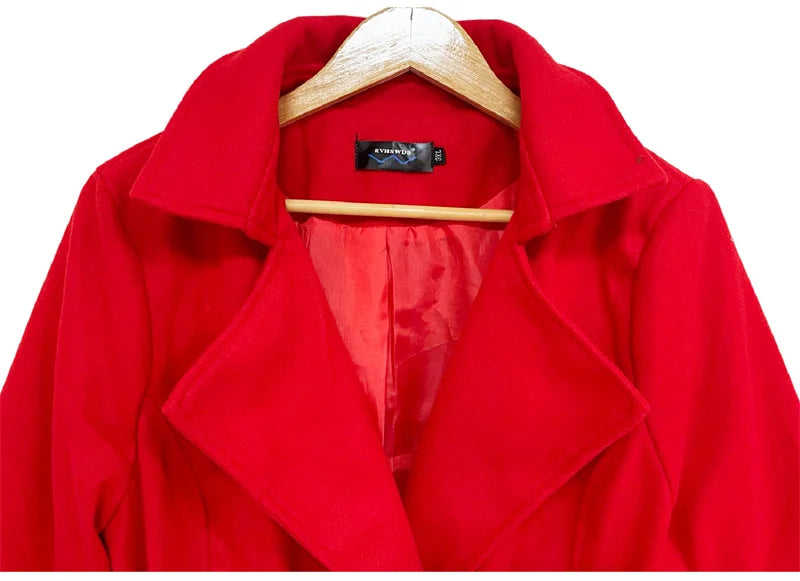 Korean Fashion Long Coated Thickened Woolen Coat for Women Black Coat Harajuku