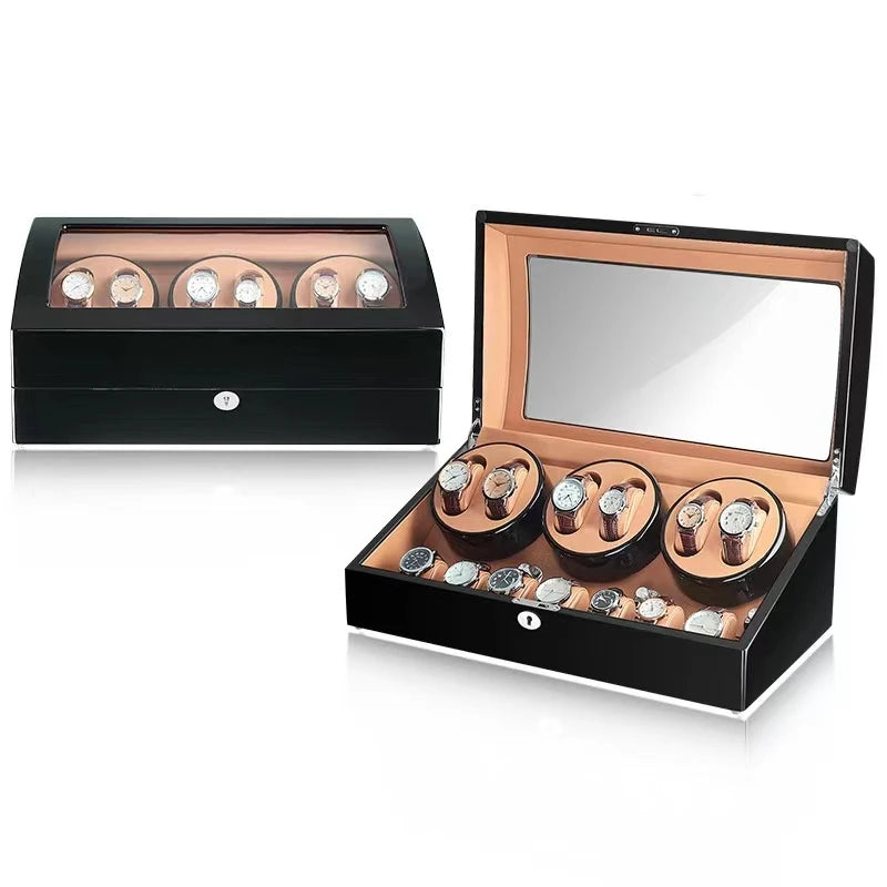 Luxury Fashionable Watches Display Box That Rotatable Watch Winder Box with LED with Lock 13 Slot Watch Box 7+6 Watch Winder Box