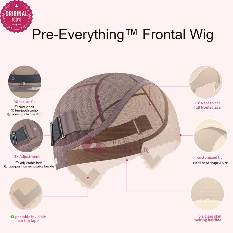 Beautyforever 13x4 Elastic Drawstring Glueless Wig Human Hair 3D Body Wave Bye Bye Knots Wear and Go Glueless Lace Front Wig