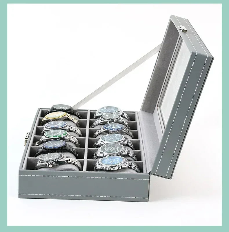 Watch Boxes 2/3/4/5/6/8/10/12 Girds Cases Storage Boxes Watch Organizer Case PU Leather Watch Display Jewelry Box For Best Gifts