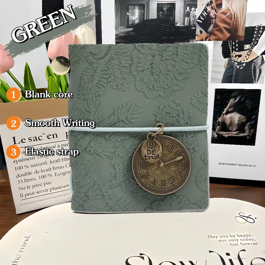Mini notebook Traveler's manual Retro Leather style book Applicable to hang Decoration Diary book notepad 120 page