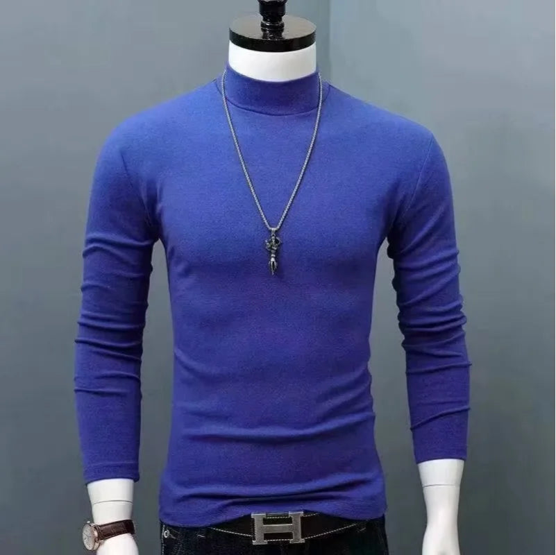 Slim Fit Fashionable Turtleneck Long Sleeve Shirt