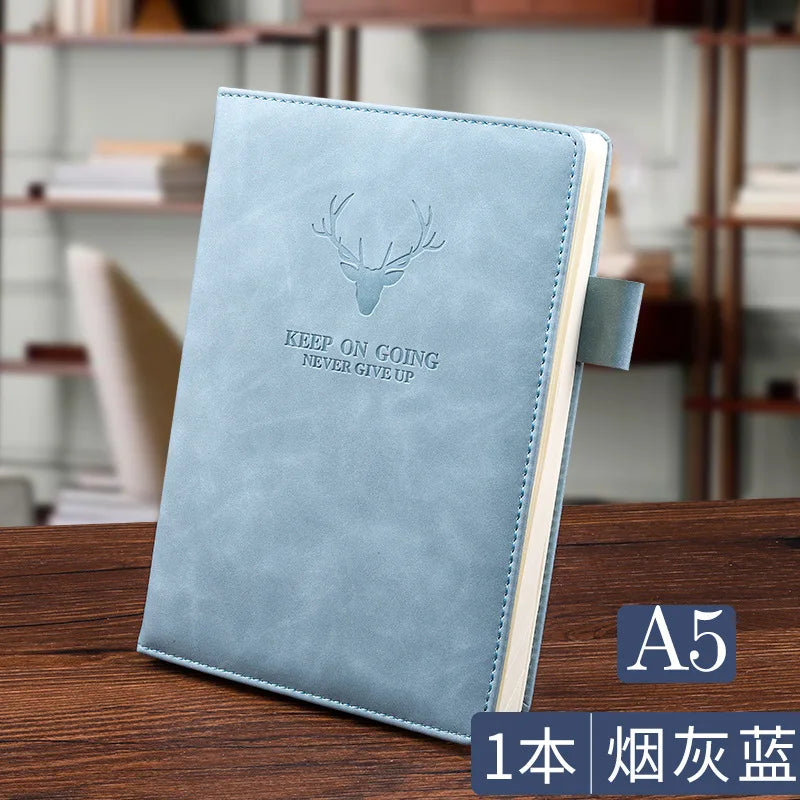 A5 Notebook Student Planning Efficiency Book Business Office Work Conference Notepad 360 Pages 100GSM Font Leather Cover