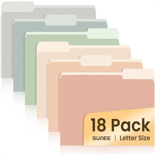 File Folders 18 Pack Manilla Folders 8.5 x 11 Colored Folders Office Organization Home School Folders for Documents Files Paper