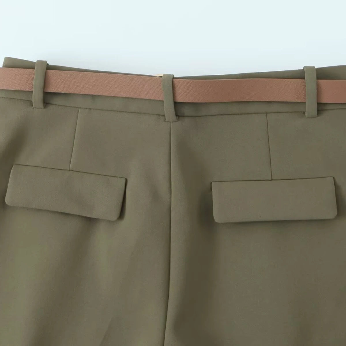 Women's Belted Pleated High Waist Trousers