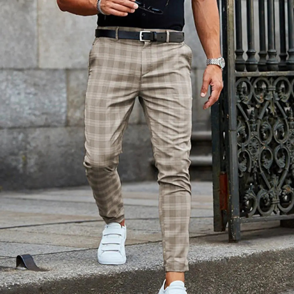 Checkered Pattern Men Trousers
