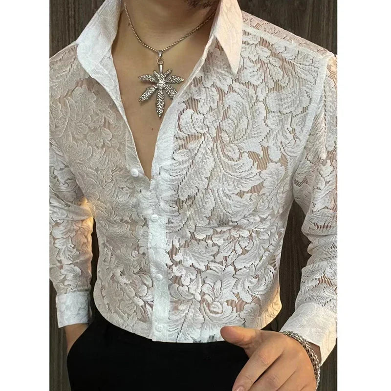 Slim Fit Shirt Spring Transparent Long Sleeved Shirt
