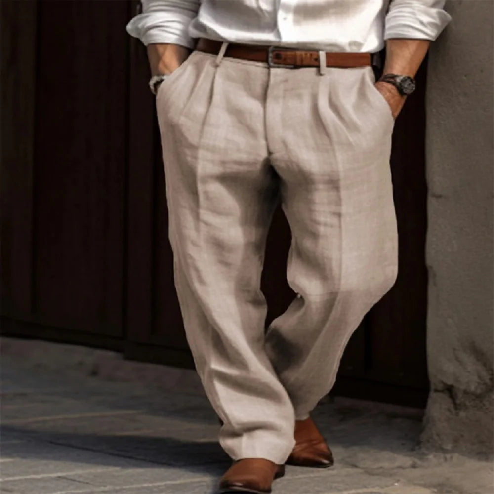 Long Trousers With Straight Front Pockets Solid Color