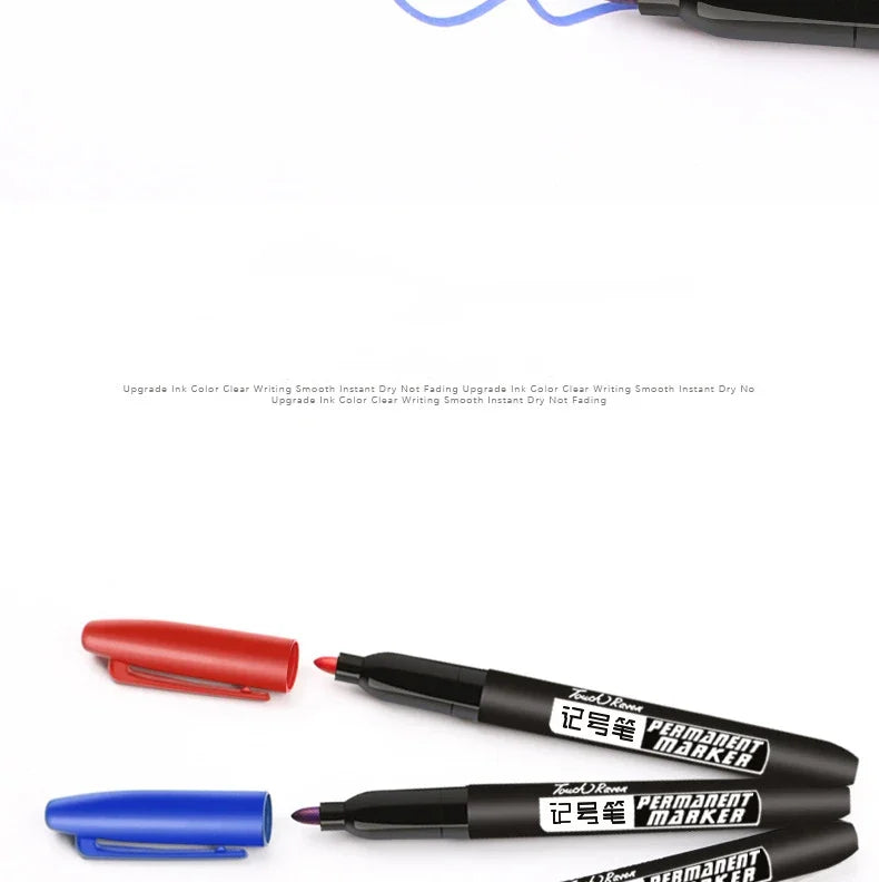 9 Pcs/Set Permanent Marker Pen Fine Point Waterproof Ink Thin Nib Crude Nib Black Blue Red Ink 1.5mm Fine Color Marker Pens