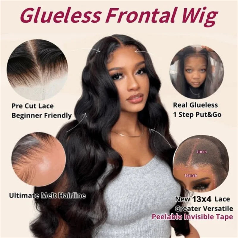 Beautyforever 13x4 Elastic Drawstring Glueless Wig Human Hair 3D Body Wave Bye Bye Knots Wear and Go Glueless Lace Front Wig