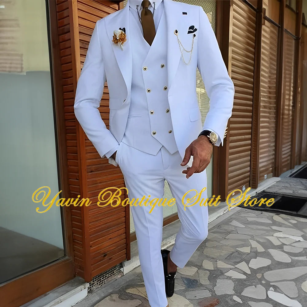 3-piece Formal Blazer Pants Vest Tuxedo Elegant Men's Suits