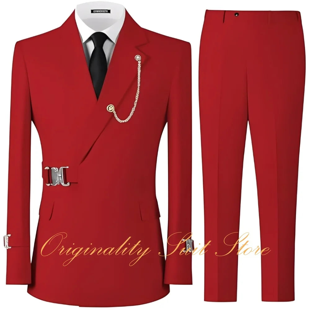 Formal Men's Suits 2 Piece Slim Fit Blazer Pants Suits for Men Wedding Tuxedo Casual Business Men Suit Set