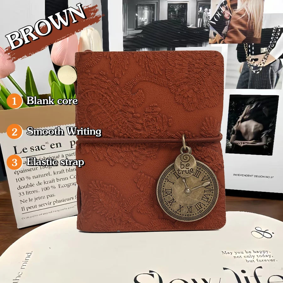 Mini notebook Traveler's manual Retro Leather style book Applicable to hang Decoration Diary book notepad 120 page