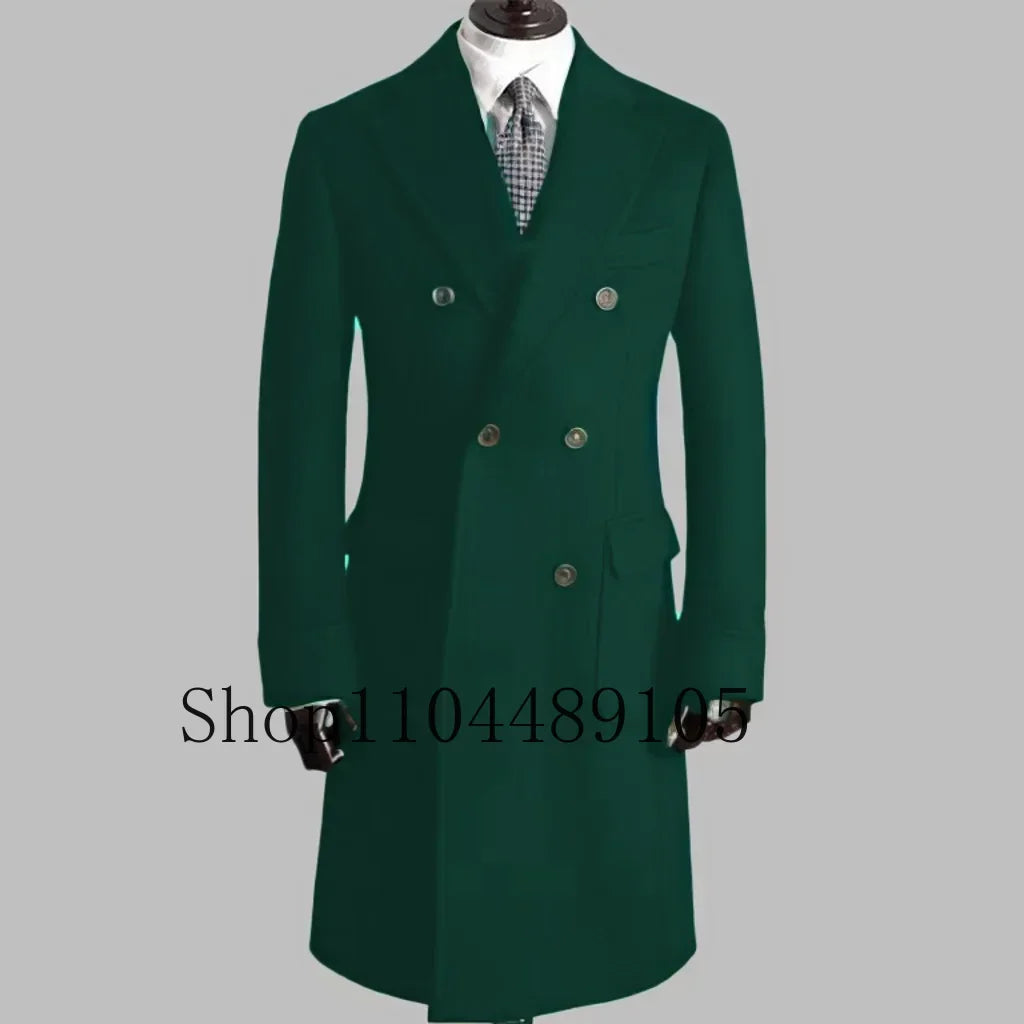 Elegant Comfortable Double Breasted Coat Jacket with Notched Lapel