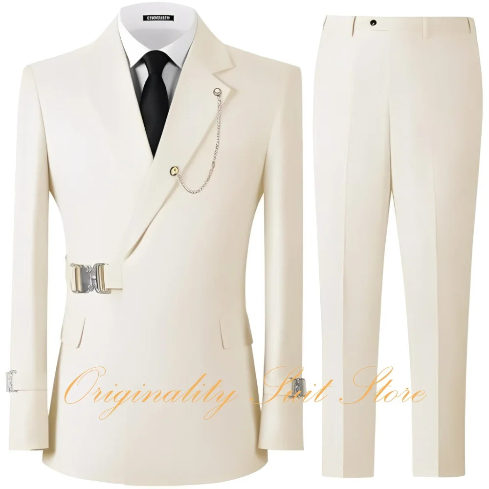 Formal Men's Suits 2 Piece Slim Fit Blazer Pants Suits for Men Wedding Tuxedo Casual Business Men Suit Set