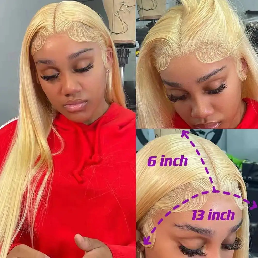 613 HD Lace Frontal Wig 13x4 13x6 360 Full Lace Transparent Honey Blonde Brazilian Straight Lace Front Human Hair Wigs for Women
