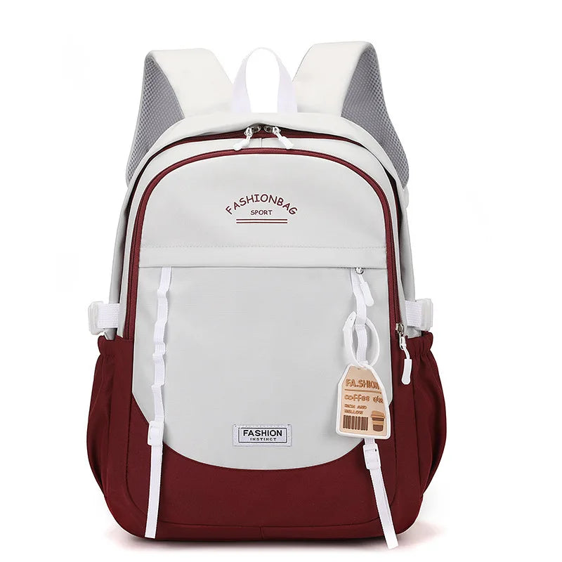 Backpack for Middle School Girls, Ins Style, College, High School, Versatile Color-Block Double