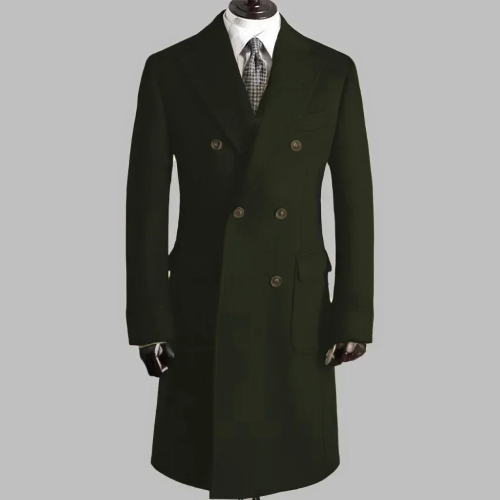 Elegant Comfortable Double Breasted Coat Jacket with Notched Lapel