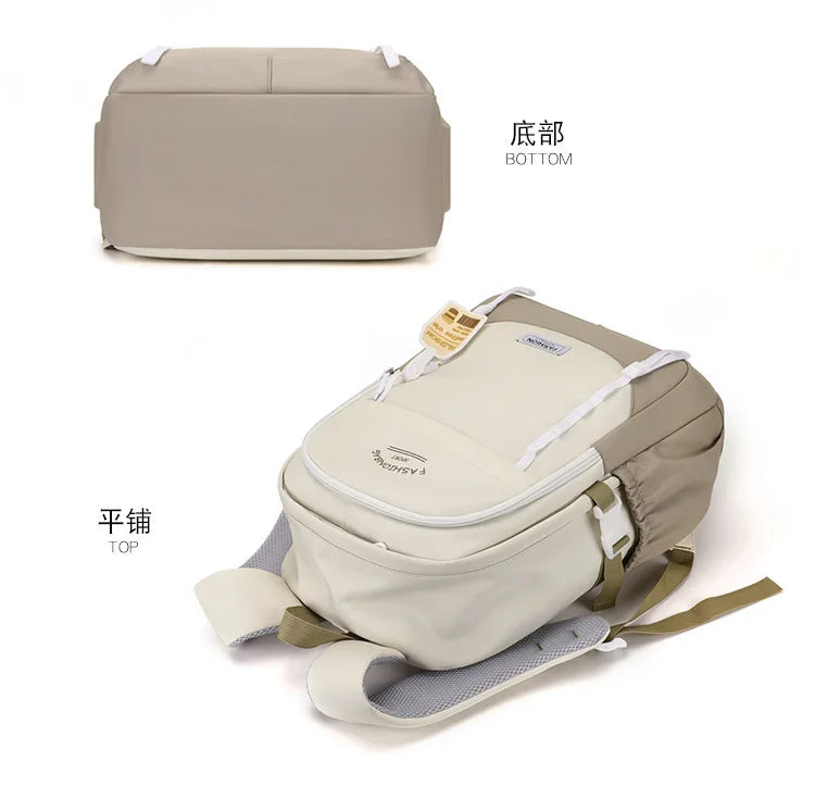 Backpack for Middle School Girls, Ins Style, College, High School, Versatile Color-Block Double