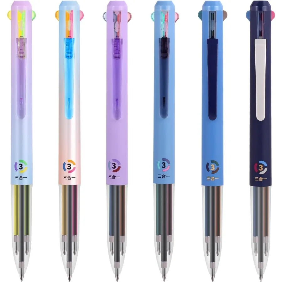 6Pack Multicolor Pens0.5mm 3in1 Multicolor Gel Ink Pen 18 Colors Retractable Gel Ink Pens for Office School Supplies