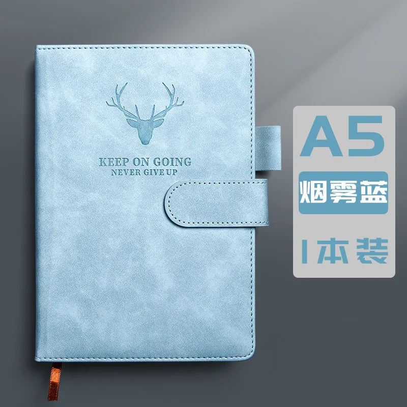 A5 Notebook Student Planning Efficiency Book Business Office Work Conference Notepad 360 Pages 100GSM Font Leather Cover
