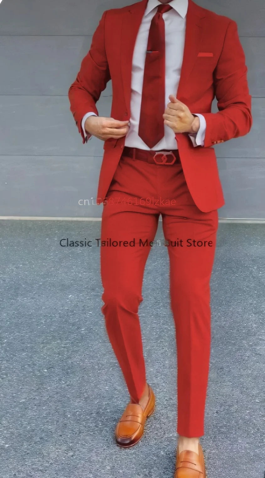 Men's Suit 2 Piece Suit   Jacket Pants Formal Wedding Tuxedo Groom Clothes Custom Color Blazer XS-5XL