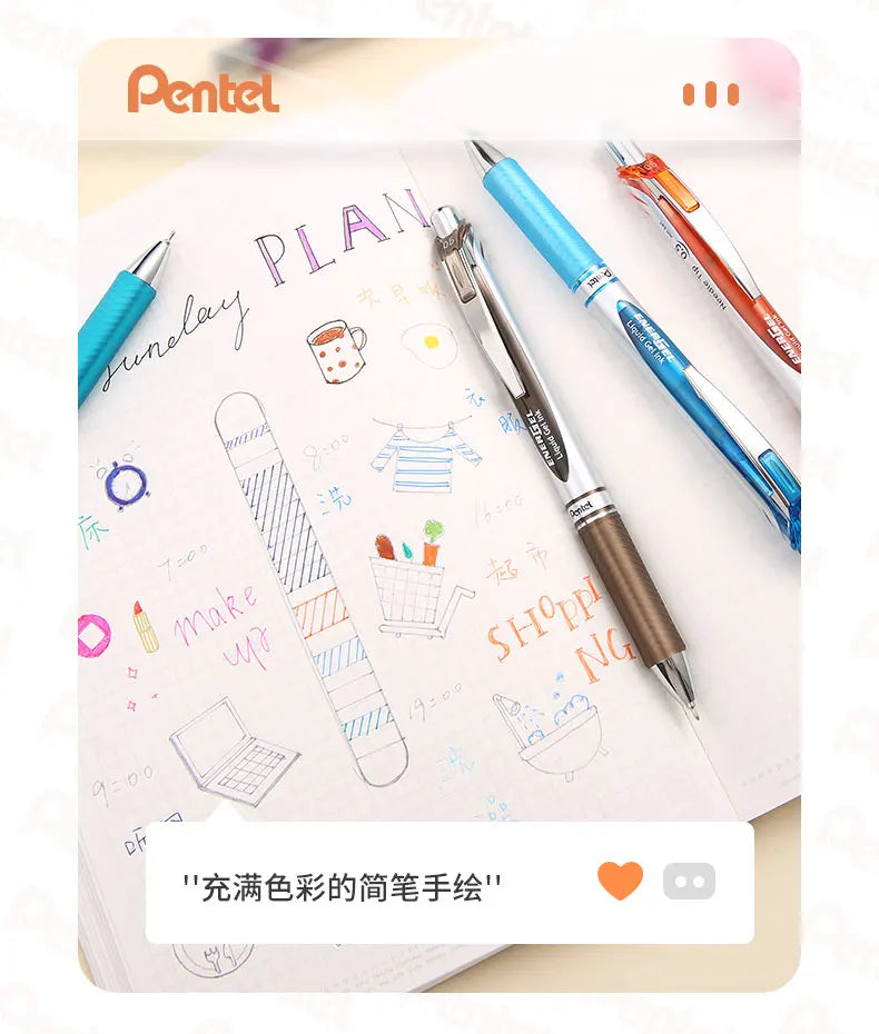 Pentel  BLN75 Gel Pen Smooth And Quick-drying Press Water Pen For Students With 0.5mm Japanese Stationery