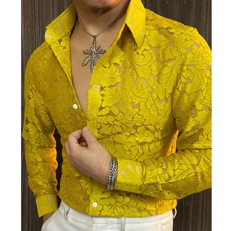 Slim Fit Shirt Spring Transparent Long Sleeved Shirt