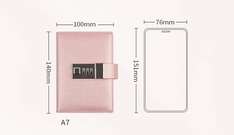 Code Diary Book With Lock PU Notepad Agenda Planner Handmade Handaccount Book Journal Travel Notebook
