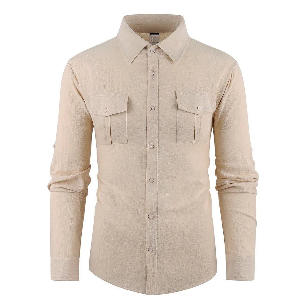 Men's Cargo Single Breasted Breathable Long Sleeve Shirt