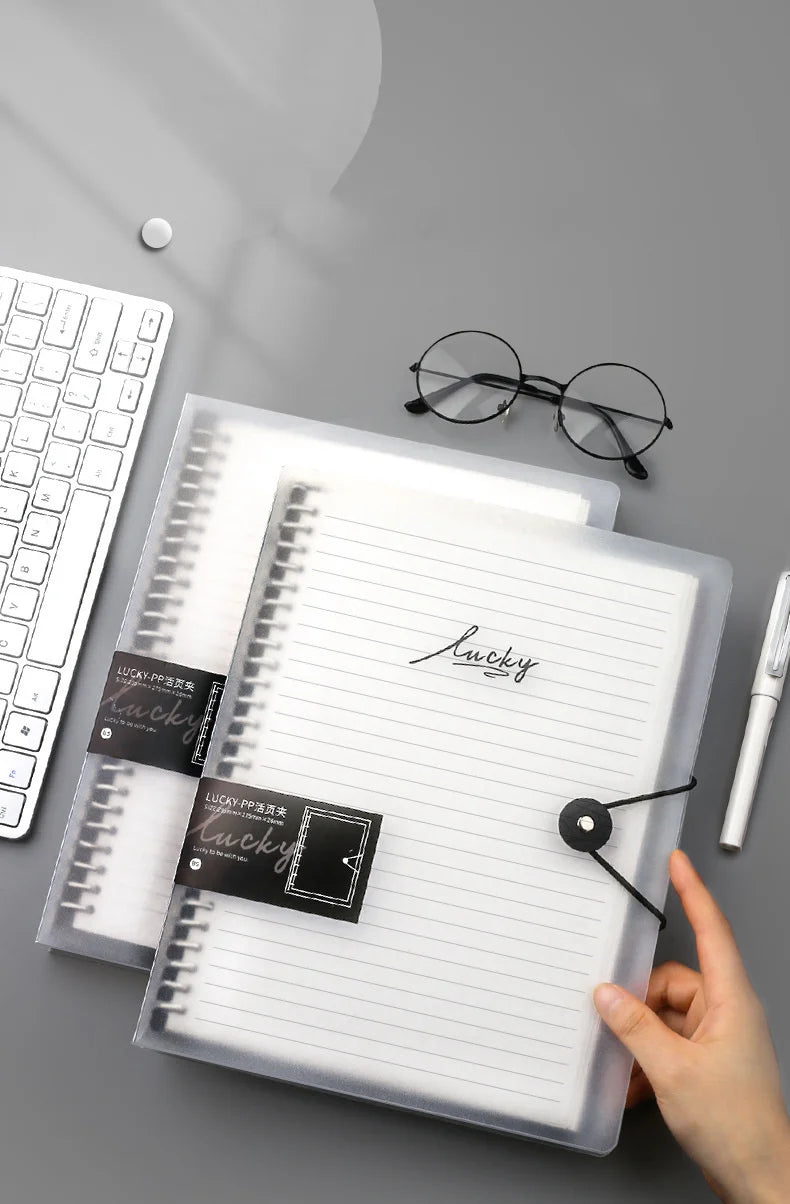 A5/B5/A4 Transparent Loose Leaf Binder Notebook Diary Inner Core Cover Note Book Journal Planner Office Stationery Supplies