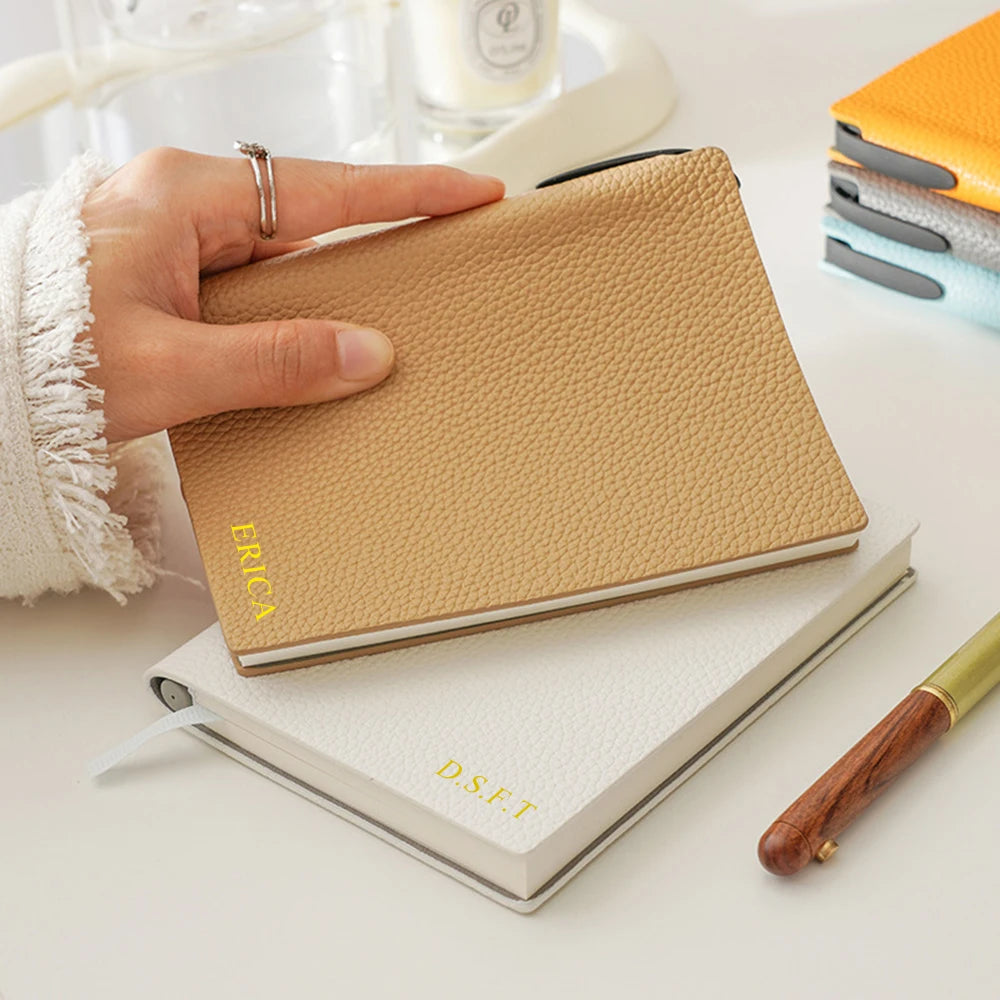 Business Office Custom Letters Notebook A6 School Student Leather Fashion Diary Books Portable Luxury Note Book Engraving Gift