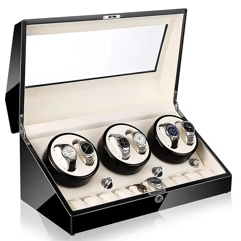 Luxury Fashionable Watches Display Box That Rotatable Watch Winder Box with LED with Lock 13 Slot Watch Box 7+6 Watch Winder Box