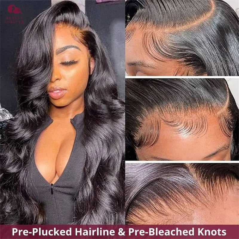 Beautyforever 13x4 Elastic Drawstring Glueless Wig Human Hair 3D Body Wave Bye Bye Knots Wear and Go Glueless Lace Front Wig