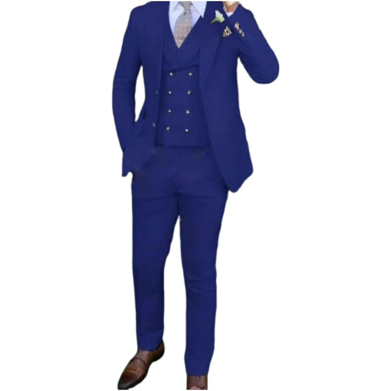 Men's Slim-Fit Three-Piece Suit，Three-Piece set of Vest, Blazer and Trousers，Ideal for Weddings, Business and Formal Occasions