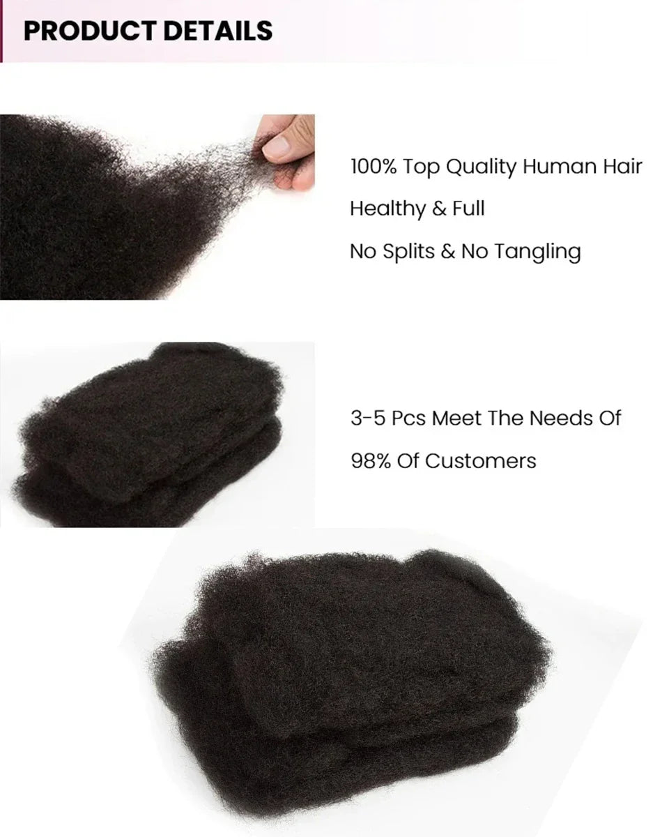 Best Quality QVR Afro Kinky Bulk Hair for Dreadlocks Affordable Sale Top Tight Kinkys for Loc Repair Twist Braiding 1 Pack 50g