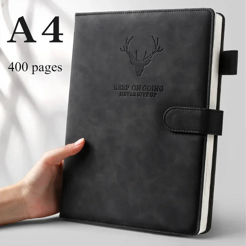 A4 Notebook Ultra-thick Thickened Notepad Business Soft Leather Work Meeting Record Book Office Diary Sketchbook Students Cute
