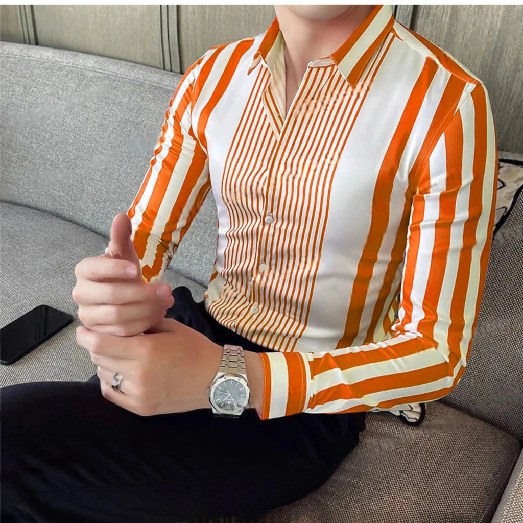 British Style Striped Long Sleeve Shirts
