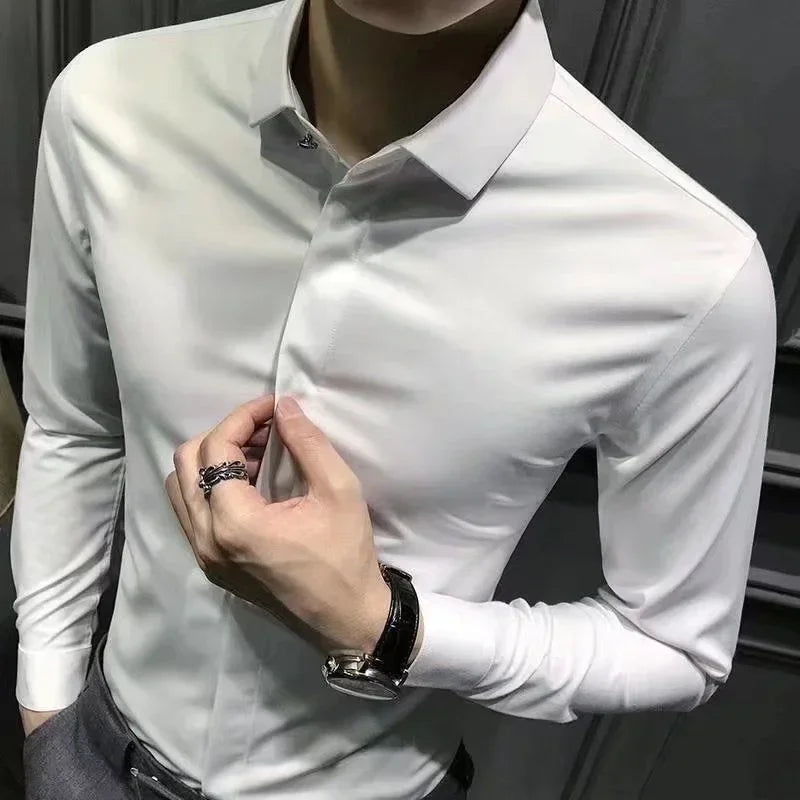 Plain Long Sleeve Male Top Shirt And Blouse