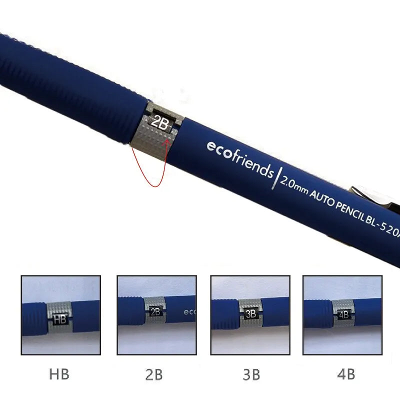 2.0mm Mechanical Pencil Set 2B Automatic Pencils With Black Lead Refills For Writing