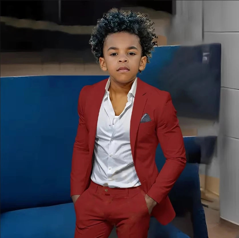 Boys Suits Suit (Jacket + Trousers) – Stylish Slim Fit Gold Single-Breasted Perfect for Weddings & Cocktail Parties