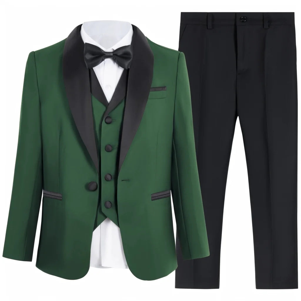 Stylish Slim Fit Boy's Suit Set 3 Pieces Tuxedo For Formal Occasion Blazer Vest And Pants Kids Outfit For Wedding Prom Fast Ship