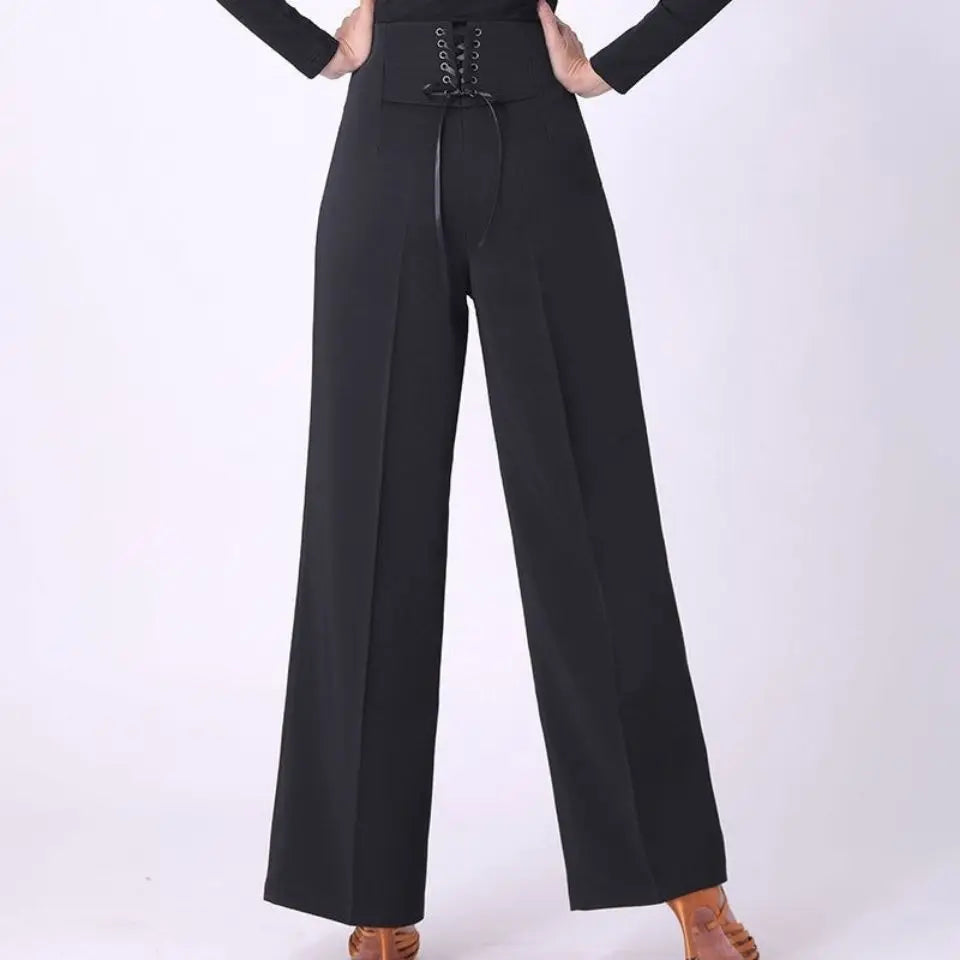 Wide-Leg High Waist Casual Loose Latin Chiffon Trousers