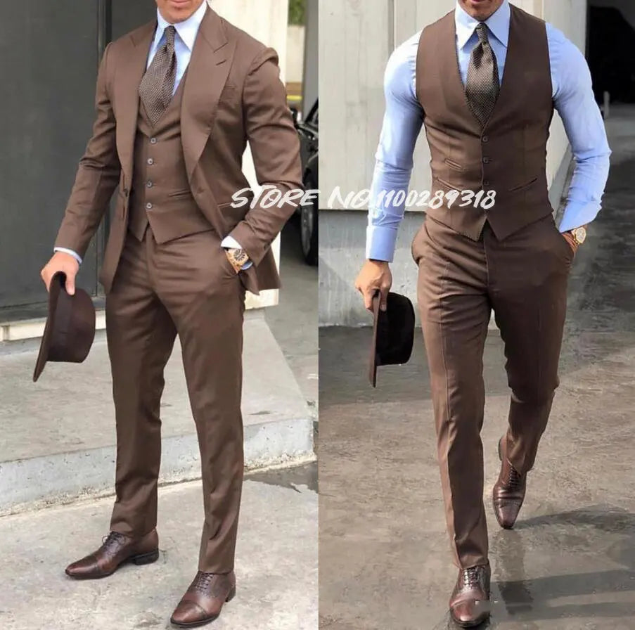 Classy 3 Pieces Tuxedos Slim Fit Costume Homme(Jacket+Vest+Pants)