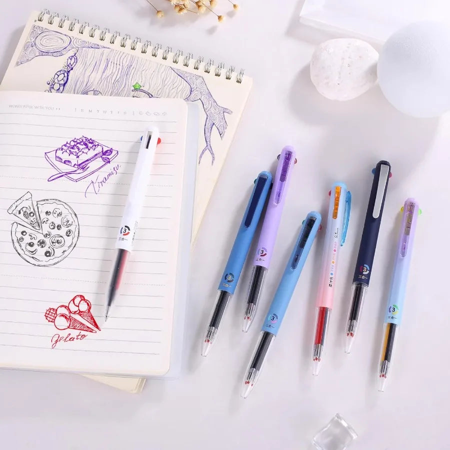 6Pack Multicolor Pens0.5mm 3in1 Multicolor Gel Ink Pen 18 Colors Retractable Gel Ink Pens for Office School Supplies