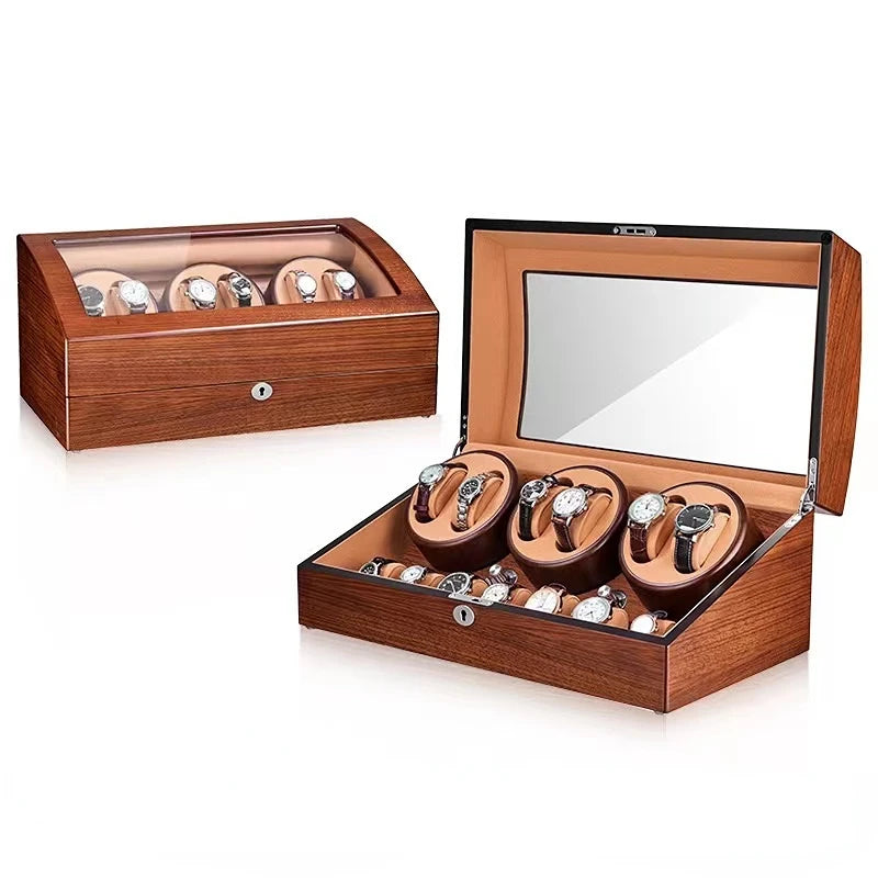 Luxury Fashionable Watches Display Box That Rotatable Watch Winder Box with LED with Lock 13 Slot Watch Box 7+6 Watch Winder Box